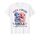 pink or blue uncle loves you cute snake gender reveal baby maglietta