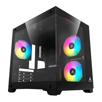 Gabinete Gamer Acegeek Gimli | Rainbow | Mid-Tower | Lateral de Vidro | Com 3 Fans | Preto | AG-GIMLI-BK-3F