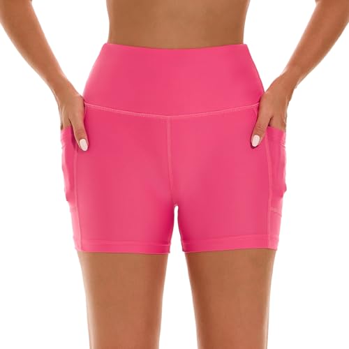 Image of HODOSPORTS Women's 3'' /5'' /7'' /9'' /12'' Swim Board Shorts UPF50+ High Waisted Quick Dry Swimsuit Bottoms with Pockets Liner