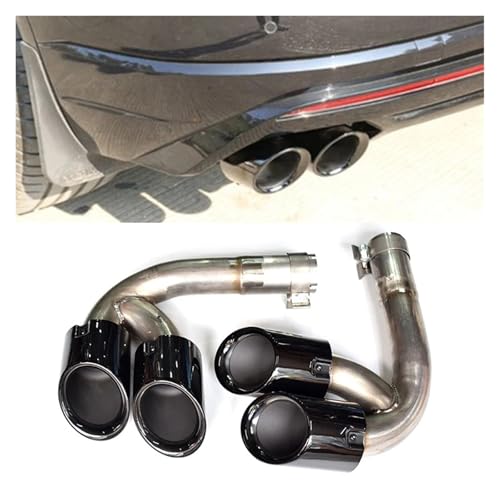 Pointe tuyau d'échappement quad noir mat trois couches pour Touareg 2.0T - 4