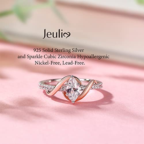 Jeulia "An Encounter with Myself Marquise Cut Sterling Silver Ring Engagement Anniversary Promise Ring Valentine's Day Gift With Jewelry Box for Women4