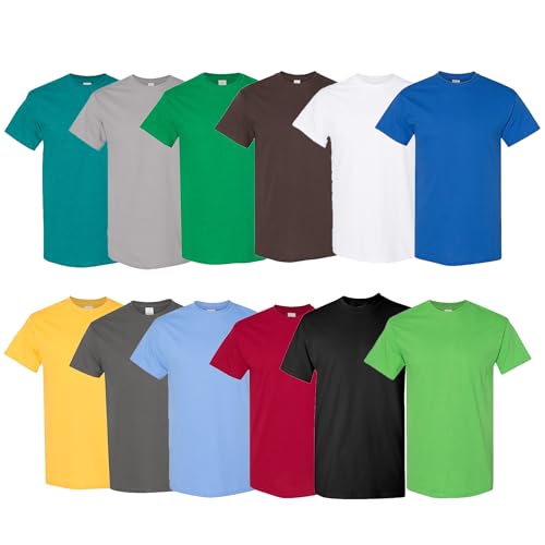 Mens Heavy Cotton Crew Neck Short Sleeve T-Shirts Mix Colors Bulk