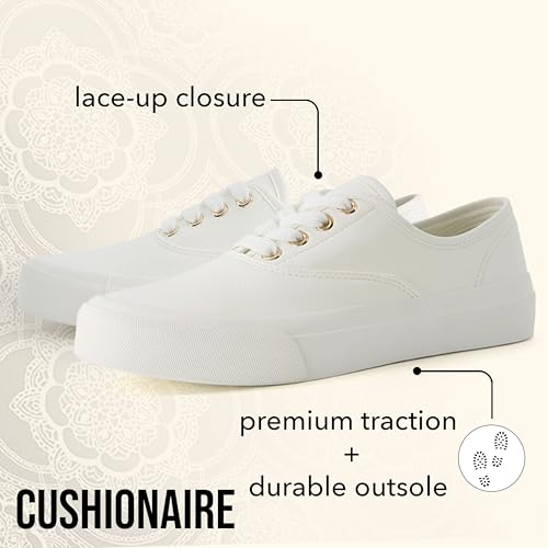 CUSHIONAIRE Freshman Canvas Womens Sneakers, Lightweight Casual Walking Shoes for Women with Memory Foam, Wide Widths Available4