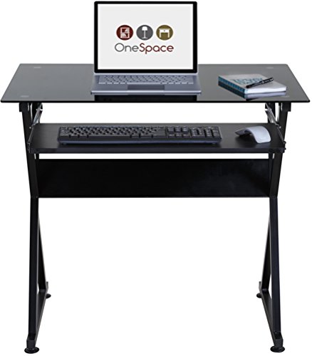 Onespace Ultramodern Glass Computer Desk, Black #TOP1