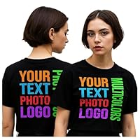 lepni.me Crop Top sur Mesure pour Femmes et Jeunes Filles – Impression personnalisée Recto Verso – T-Shirt Casual Parfait pour Tous Les Jours (S Noir Multicolore)