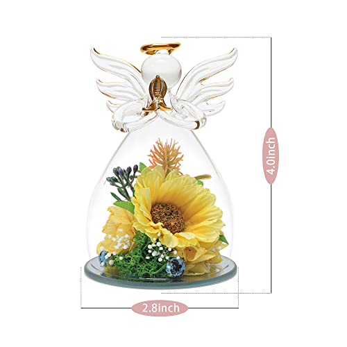 Mothers Day Sunflower Gifts For Mom Grandma, Artificial Sunflower In Glass Angel For Valentine's Day Birthday Anniversary Thanksgiving Christmas #TOP1