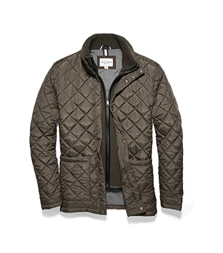 Cole Haan Diamond Quilted Jacket w/Knit Bib Olive XL