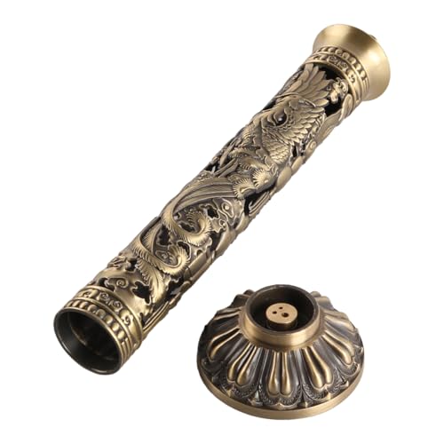 Tiardey Brûleur de Tour d'encens Porte-bâton d'encens Bronze Ton Dragon Phoenix Relief Brûleur d'encens Porte-Ornements artisanaux Décoration de Salon de...