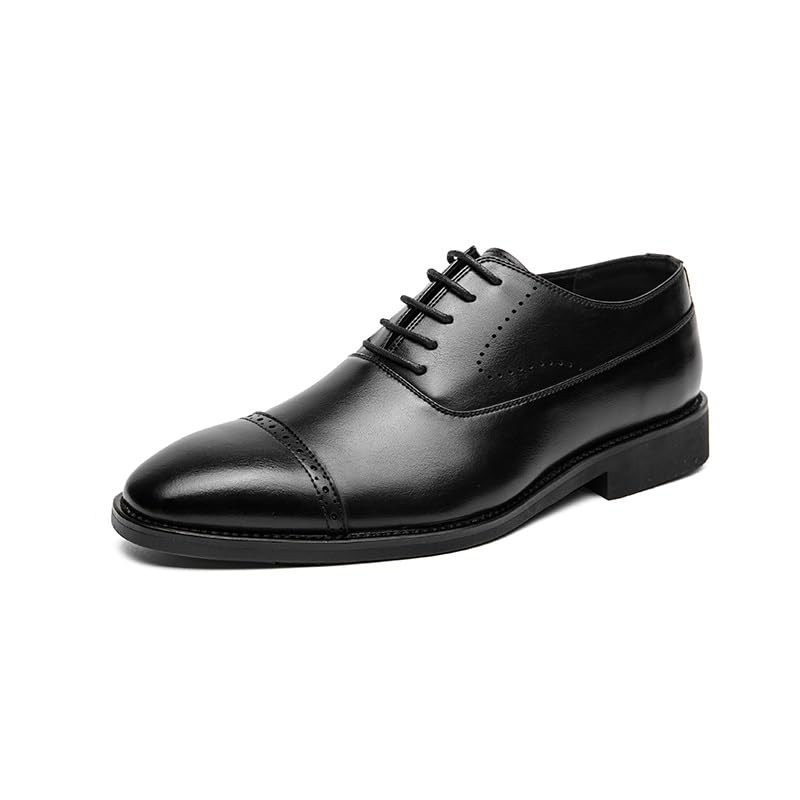 Scarpe eleganti da uomo stringate punta tonda in pelle PU punta tonda scarpe oxford basse antiscivolo antiscivolo ballo di fine anno