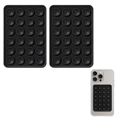Image of Gladiadora Suction Phone Case, Phone Suction Sticker, Silicone Anti-Slip Silicone Multipurpose Hands-Free Sticky Pads Grip, Videos Mirror Shower (Black Pack of -2)