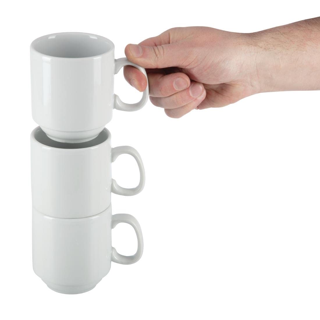 Olympia Whiteware Stapelbecher 284ml / 10oz (12er-Pack), weißes Porzellan, Tee- und Kaffeebecher, Gastronomiebedarf, spülmaschinenfest, mikrowellen- und spülmaschinenfest, passend zu Untertassen Y102 & CB463 | CB461