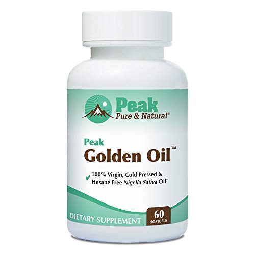 Peak Pure & Natural, Peak Golden Oil Cold Pressed Organic Black Seed Oil Supplement| Black Seed Oil for Digestive Health, Skin Nutrition, Inflammation and Pain Relief | 60 Capsules