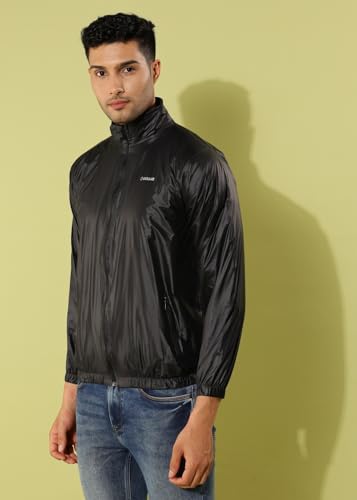 Image of Dollar Men's Polyester Solid Windcheater Jacket With Zipper Pockets