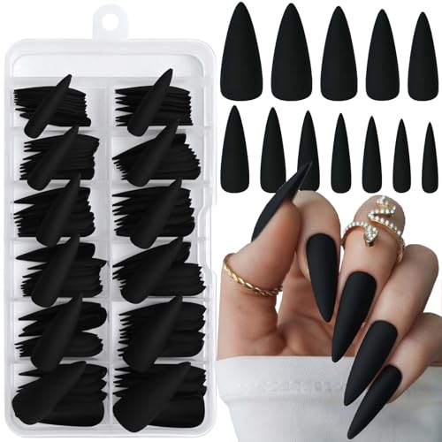 LoveOurHome 120pc Stiletto Press on Nails Long Fake Nails, Matte ...