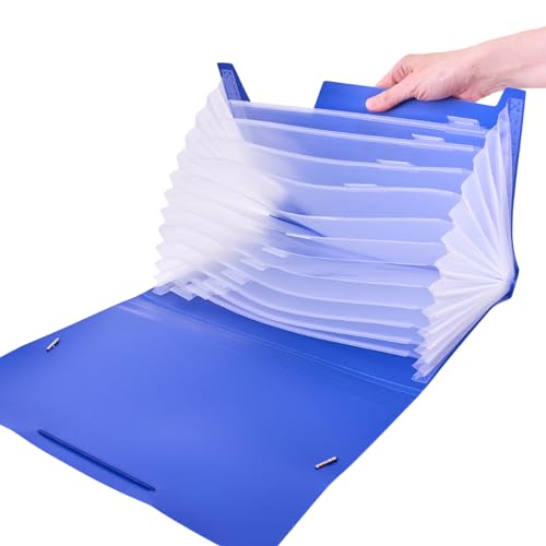 Dohe - A4 Akkordeonordner mit 13 Fächern (2 Stk.) - 32,8x23,7x2,7 cm, 2 Farben, Gummizugverschluss, Polypropylen 800 Mikron - Bürobedarf