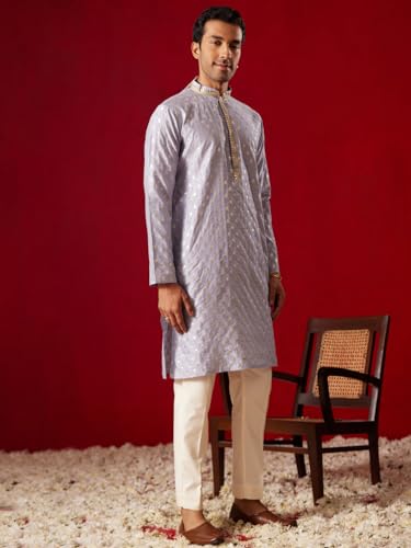 Image of VASTRAMAY Men's Silk Blend Kurta and Pyjama Set
