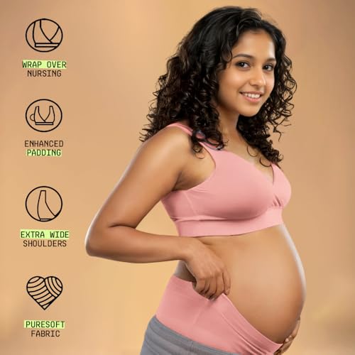 Image of &Circus Padded Maternity Bra | Pull Down Feeding Bra for Women | Padded Bra for Women Slip On | Suitable with Maternity Clothes | PureSoft Micromodal