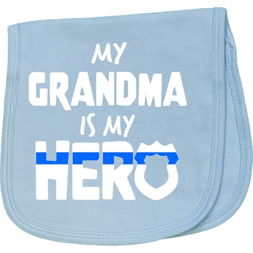 inktastic My Grandma is My Hero Police Officer Family Baby Burp Cloth Light Blue 39409