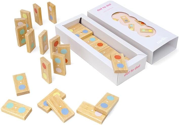 Mello Dominoes Set For Adults | Board Games | Travel Games For Adults | Tile Game | Wooden Dominos Set | Strategy Game For Family | Brain Teaser | 28 Dominoes Tiles in Wood Box | Game Night Play