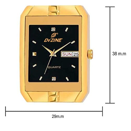 Image of Dezine Men's Day Date Display Golden Analog Watch