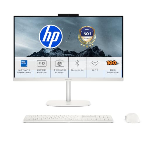 Image of HP OmniStudio All-in-One, Intel Core 5 210H (i5 14th gen), (8GB DDR5, 512GB SSD) FHD, Anti-Glare, 23.8''(60.5cm), Win 11, Office 24, Cotton White, 4.98kg, Dual 3 W Speakers, FHD IR Camera, 24-cu0567in