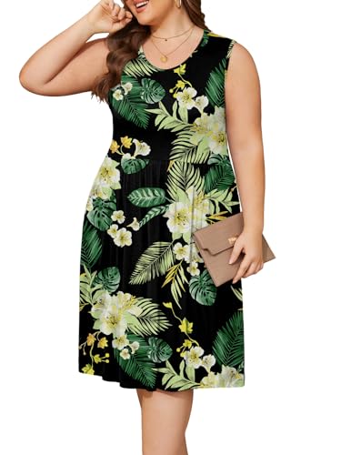 Image of DB MOON Womens 2026 Plus Size Tank Dresses Sleeveless Knee Length Sundress with Pockets