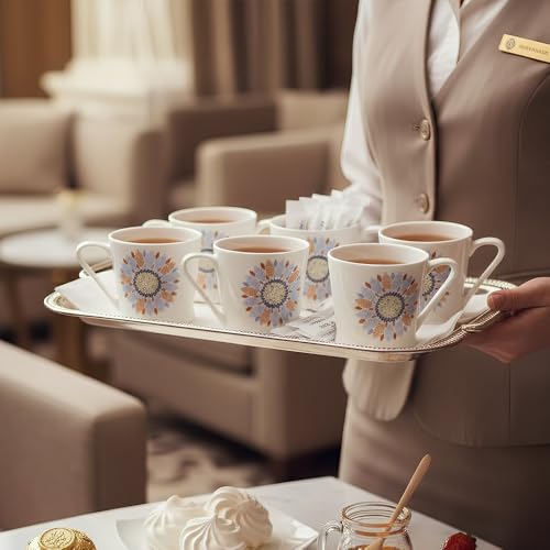 Image of U.P.C. Ceramic Tea Cups Set of 6| Microwave & Dishwasher Safe Cup Set of 6 for Tea & Coffee | Premium Coffee Mugs Set of 6 | Stylish Cups for Home & Office with Bone-Ash Free-150ml.