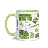 JINZZAJOA Korean Coffee Mug 11oz – Jeju Island Attractions Line Art, Digital Hand Drawing, Korea Travel Souvenir, K-Culture & K-Pop Fan Gift