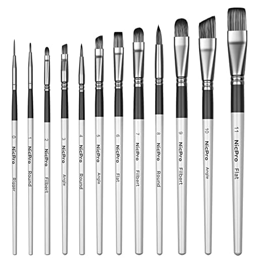 12-Piece Artist Paint Brush Set
