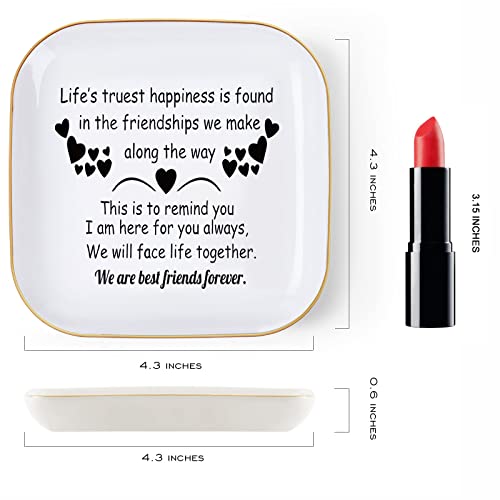 Piudee Friend Gifts For Women Ring Trinket Dish Jewelry Tray, Unique Friendship Gifts For Women Friends Female Birthday Christmas Mothers Day Valentines Wedding Gift #TOP4