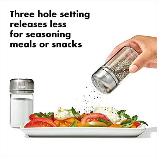 Oxo Good Grips Glass Adjustable Salt & Pepper Shaker Set, 3.5 Oz Each, Clear #TOP4