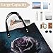 LDGSUPH Purple Rose2 Tote Bag PU Leather Hobo Bags Large Grocery Bags Lightweight Fashion Handbag Large Shoulder Bag