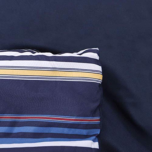 Image of EMME Queen Comforter Set-Bed in A Bag Striped, 7 Piece Navy Red Bedding Sets Queen Size with Sheets, Full Size Comforter, Pillowcases&Shams, Soft Down Alternative Bed Set for All Season