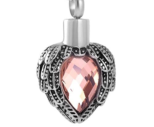 Collier urne de crémation en acier inoxydable poli avec pierre de naissance