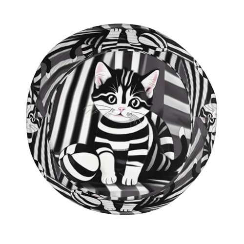 Black and White Striped Kitten Adult Unisex Sunshade Bucket hat, Non-Shrinking, Lightweight, Breathable, Foldable, Easy to Store4