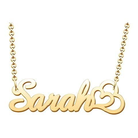 Lifequeen Custom Name Necklace with Double Heart 18K Gold Plated Personalized Nameplate Jewelry Customized Gift for Women Cover