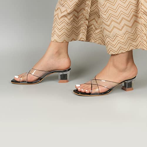 Image of Indifeet Transparent High Block Heel Sandals for Women