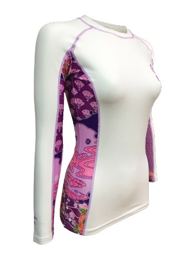 Fuji Women's 2506 Kimono Rash Guard, White/Purple, X-Large