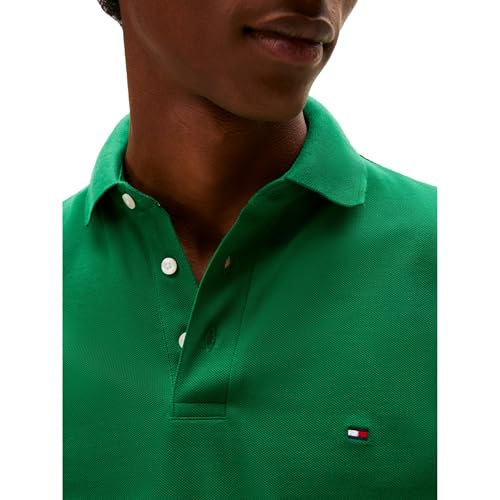 Image of Tommy Hilfiger Men's Short Sleeve Polo Shirts in Slim Fit with Stretch and Organic Pique Cotton