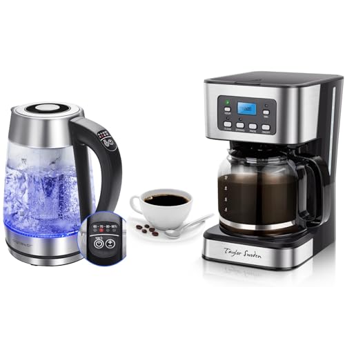 Cafetera programable de goteo 12 tazas con tetera eléctrica 1.7 L