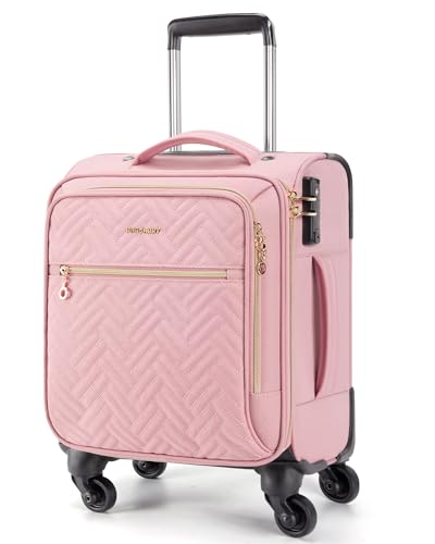 BAGSMART 16-Inch Underseat Carry-On Spinner Luggage Pink