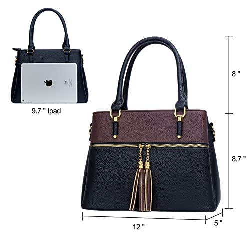 Image of KKXIU Women Satchel Bags Handle Shoulder Handbags and Purses Pockets Zipper Leather Crossbody Bags