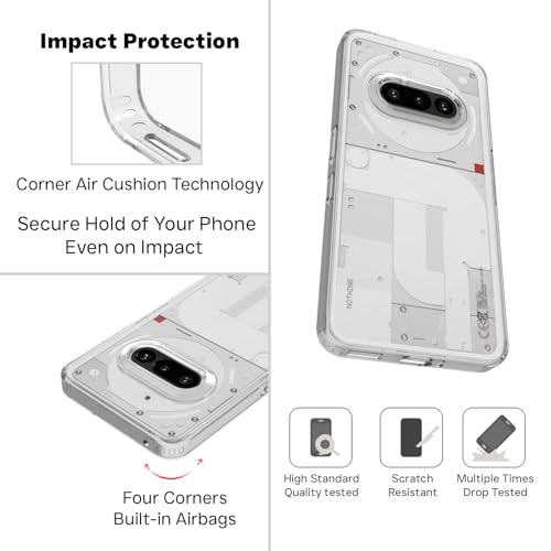 Image of RIGGEAR Shockproof Clear Hybrid Armor Back Cover Case for Nothing Phone 3a (Clear PC+ Transparent TPU Bumper)