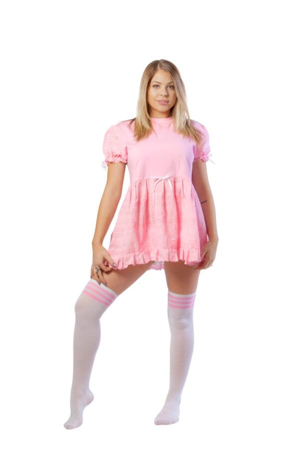 Peek-a-Boo Baby Doll Dress - Soft, Breathable, Mini Puff Sleeve Babydoll Dress for Women, One Size Fits All