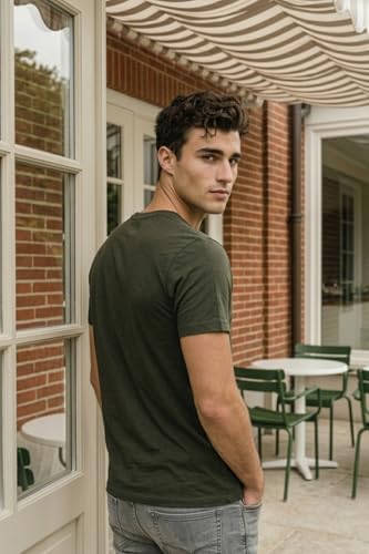 Image of Louis Philippe Men's Slim Fit Signature Graphic Print Premium Breathable Cotton, All Day Comfort Half Sleeve Crew Neck Tshirt