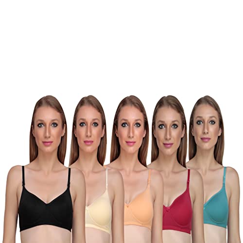 Image of Women Non Padded Bra - Made of Pure Cotton Full Coverage Non Wired Soft Cup for T-Shirt Saree Dress and for Everyday
