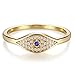 VACRONA Evil Eye Ring 14K Gold Plated Simulated Diamond Evil Eye Stackable Rings,Dainty Eternity Bands Ring for Women