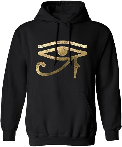 New York Fashion Police Eye of Ra Horus Ancient Egyptian Gods Hieroglyphs Hoodie M Black/Gold