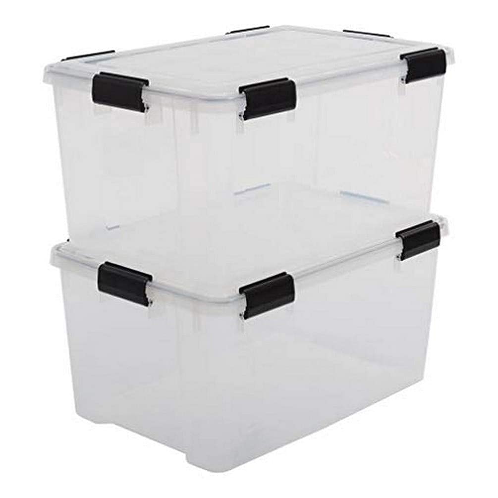 Iris Ohyama, Set of 2, Air tight storage boxes, 50 L, with 6 clips