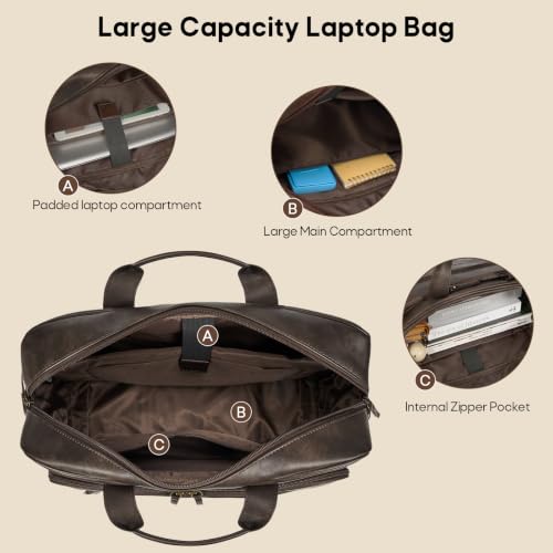 Image of RAINSMORE Messenger Bag for Men 16 inch Vintage PU Leather Laptop Briefcase